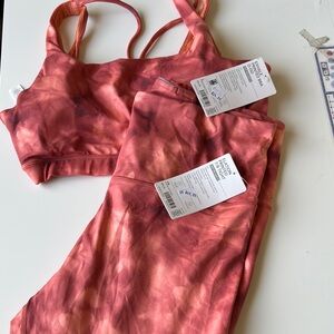 Women's Athleta Pink Tie-Dye Sports Bra (large) and Leggings (1x) Set